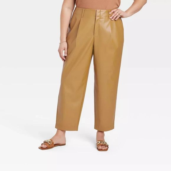 A New Day Pants - Women's High-Rise Faux Leather Tapered Ankle Pants - A New Day™ Size 24W